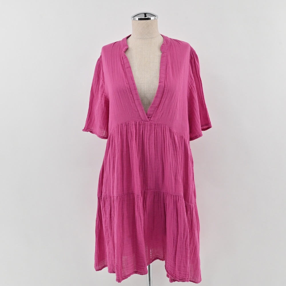 Anthropologie Kallie Flowy Tunic Dress Womens Size XS Pink Cotton Gauze Boho